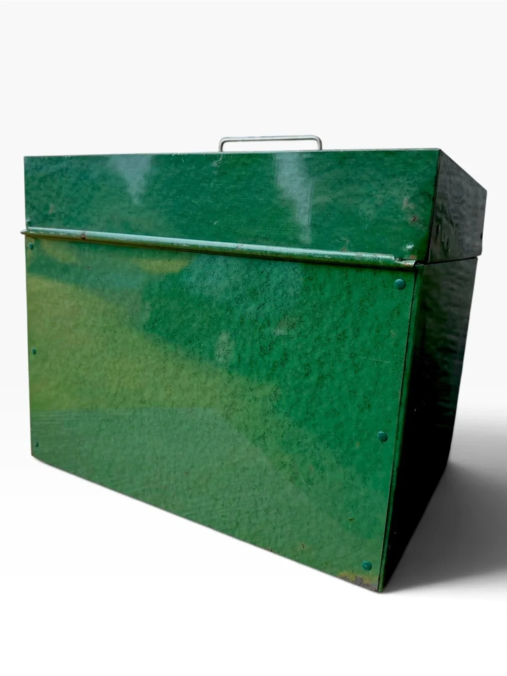 Vintage 1960s File-A-Way Green Metal Storage Box with Locking Latch